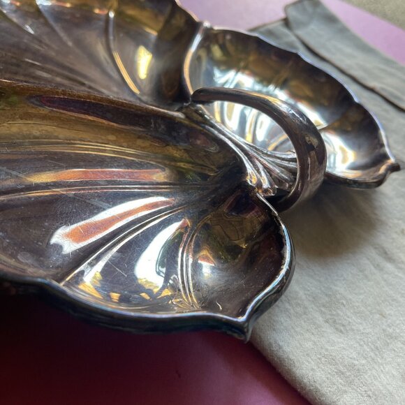 Vtg mcm Crescent Silver Leaf Tray 1950's Limited Edition #11 Bloomingdales - Picture 7 of 12